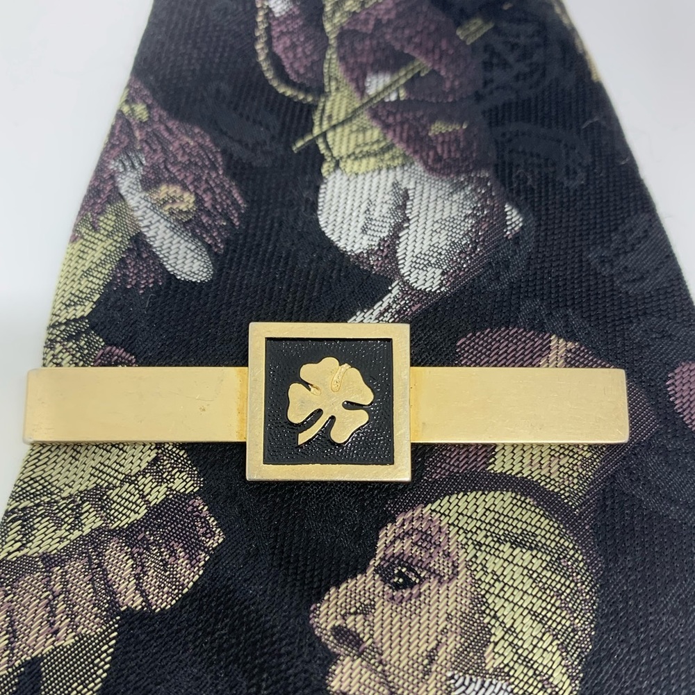Vintage Gold Swank Four Leaf Clover Tie Bar